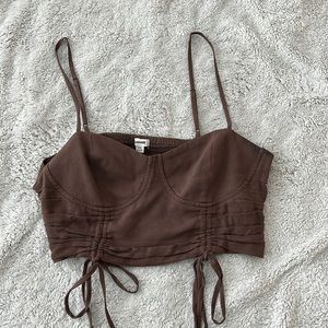 Brown Corset Top with Ties